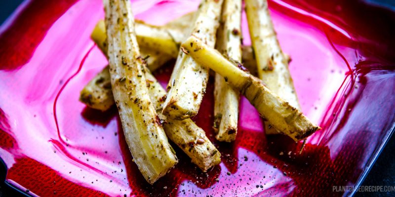 Ginger Rosemary Parsnip Fries: No oil baked parsnips