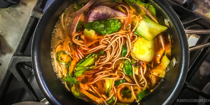 Spicy vegan noodle soup