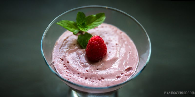 Dairy-free raspberry vegan yogurt sweetened with stevia
