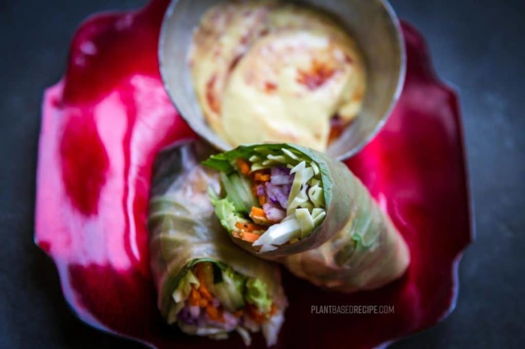 Rice paper wrapped vegetables.
