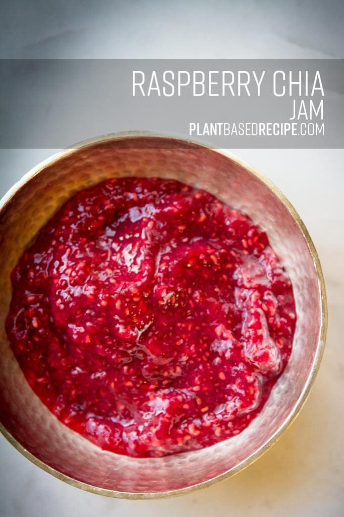 Pinnable image of raspberry chia jam.