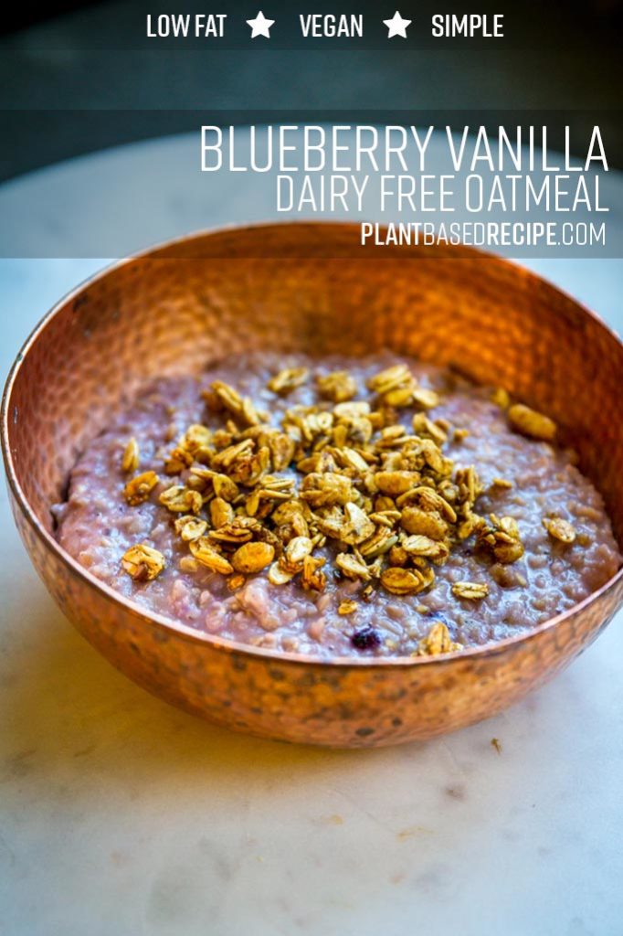 Blueberry Vanilla Oatmeal - Pin this image on pinterest to save the recipe for later.