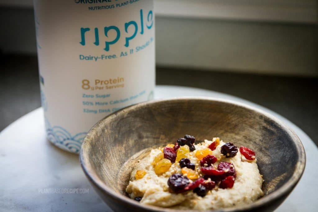 This hot cereal was made with some Ripple plant-based milk.