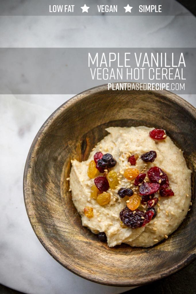 Pinnable image for maple vanilla hot cereal (vegan). 