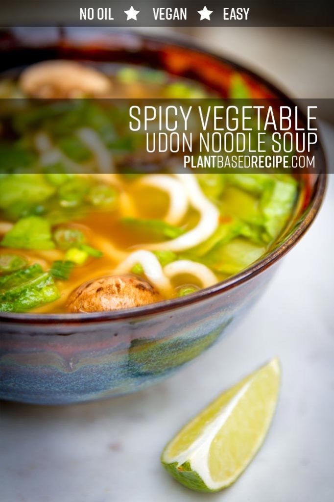 Pin this image on Pinterest to save the spicy udon soup for later