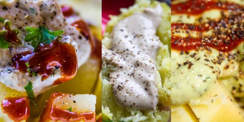 Three favorite spreads to use as potato toppings (Vegan, no oil)