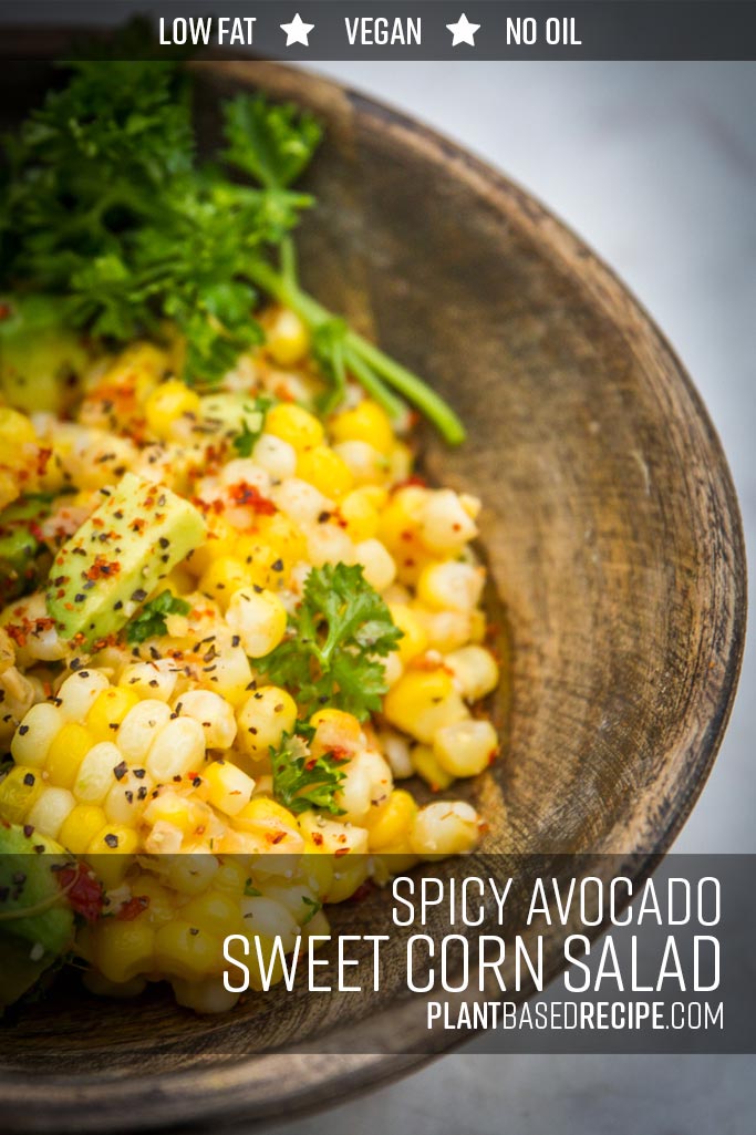 Vegan corn salad with avocado recipe.