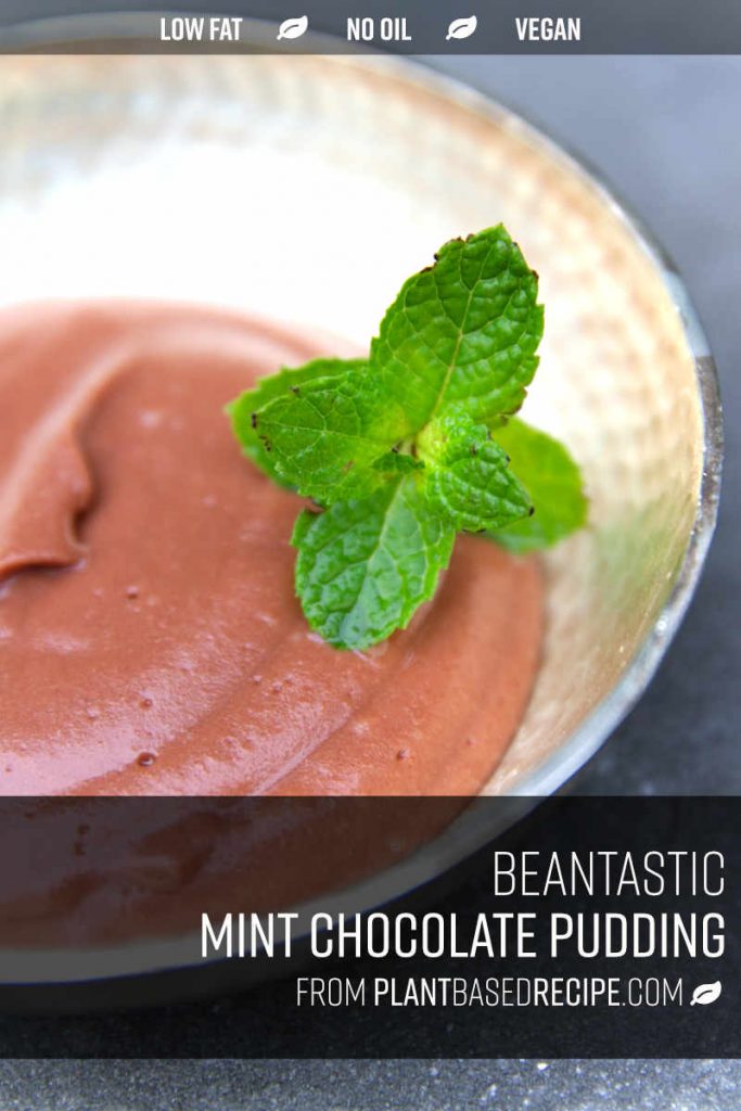 Vegan plant-based chocolate pudding with mint.