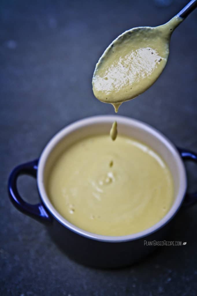 Oil free dragon sauce on a spoon.