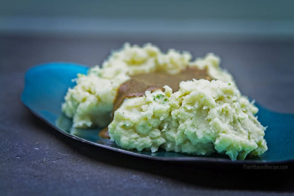 Vegan dairy-free garlic mashed potatoes.