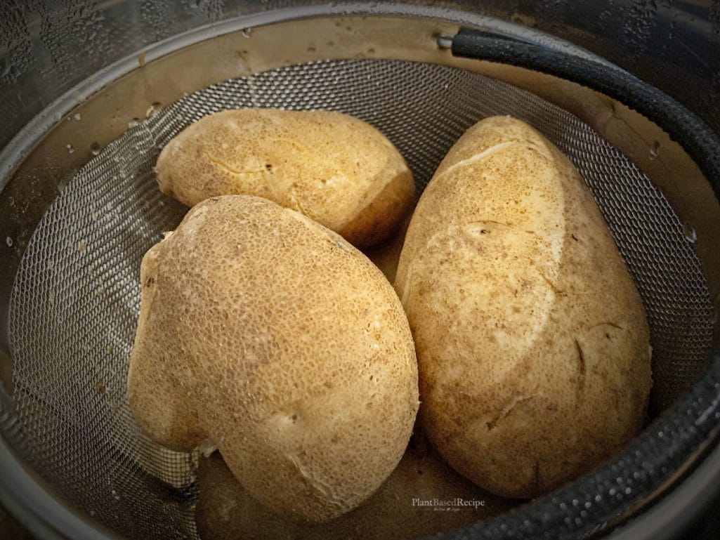 Instant pot potatoes inside the steamer basket