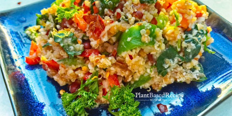 Vegan Ginger Orange Farro, Bean & Vegetable Meal Salad recipe (using Chop Above cutting board!)