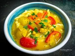 Vegan Ginger Turmeric Chickpea Noodle Soup recipe (Oil free, low fat)