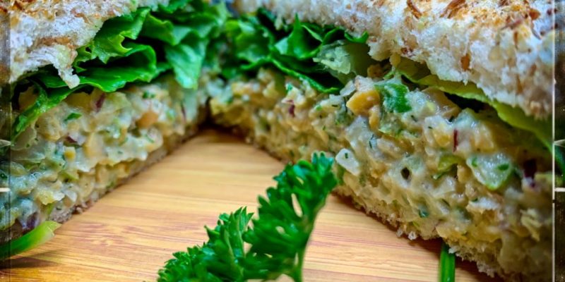 Citrus herb chickpea salad sandwich recipe (Oil free, vegan)