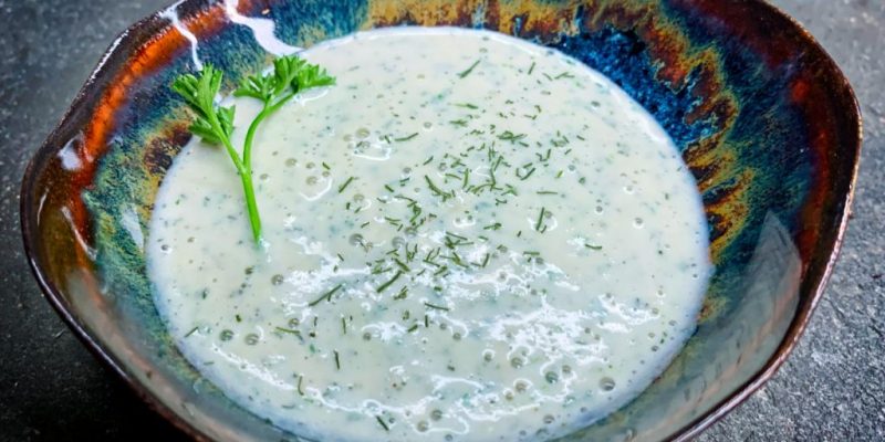 Recipe for vegan lime and herb salad dressing.