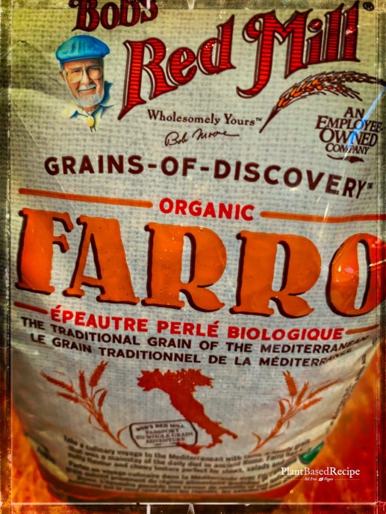 Package of farro grain.