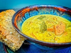 Creamy Curry Soup with Zucchini and Potatoes recipe (Vegan, Oil free) for the stovetop or slow cooker