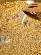 toasting the dry ingredients for the miso gravy recipe
