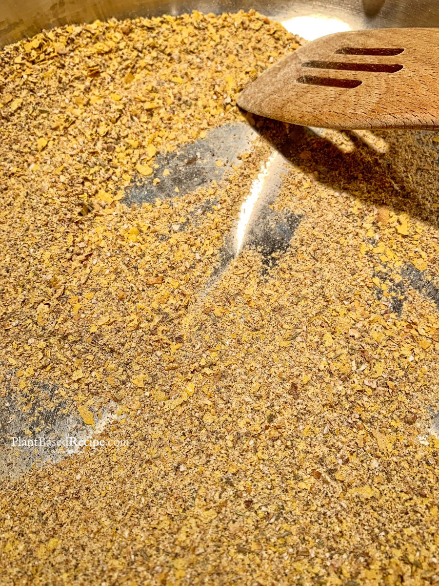 toasting the dry ingredients for the miso gravy recipe
