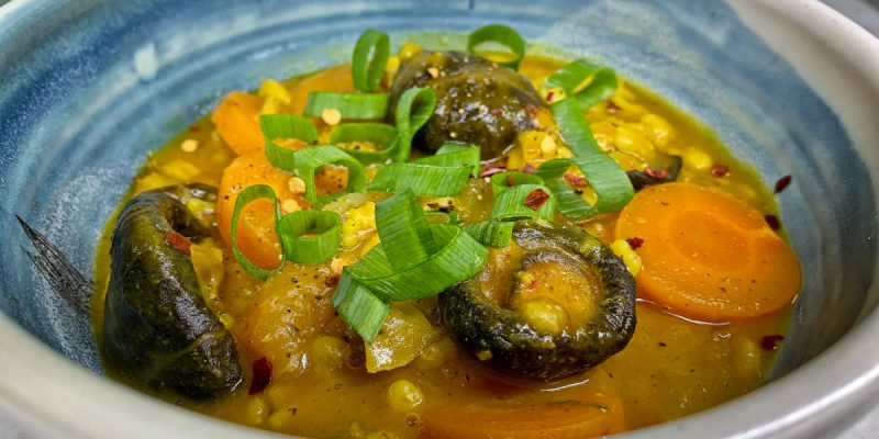 Turmeric and Garlic flavored Mushroom Barley stew recipe
